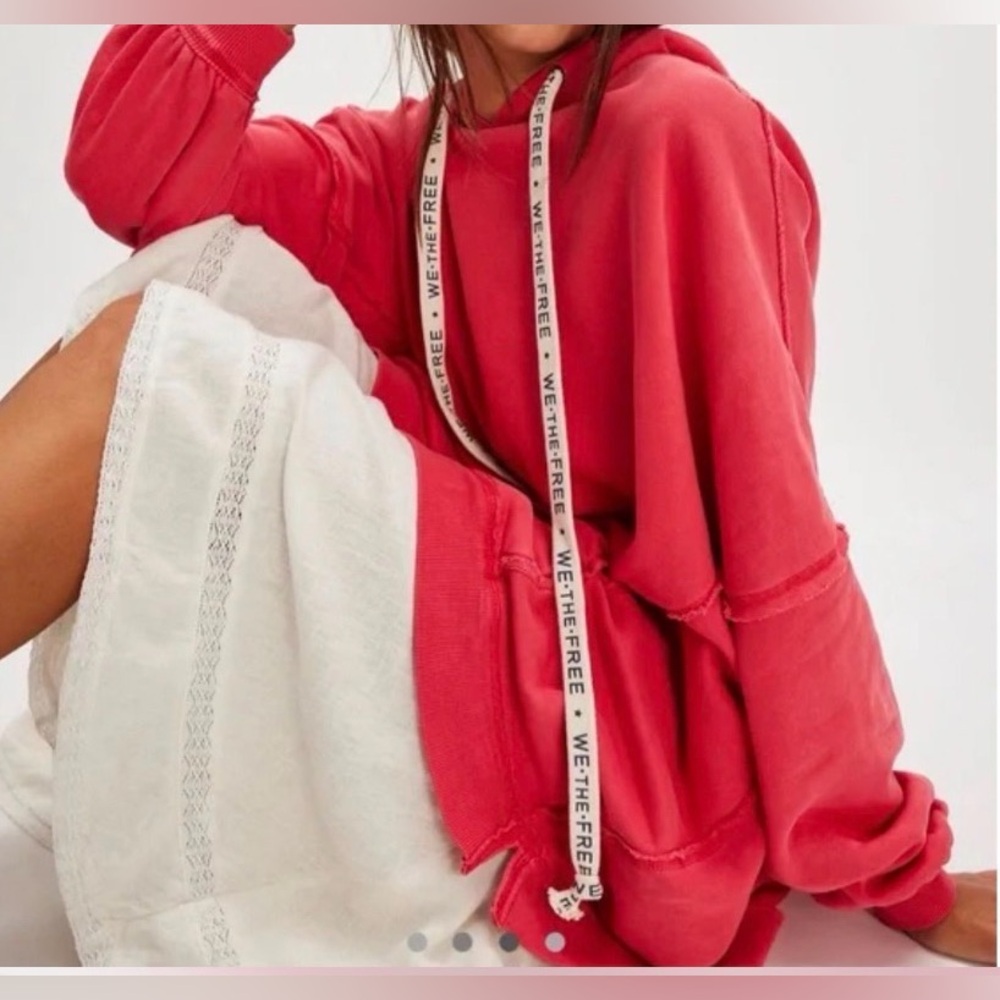 Free People We The Free “WE” Hoodie in the stunning High Risk Red ❤️